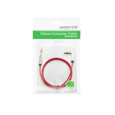 Ugreen UG10798AV119TK 1M Đỏ Cáp âm thanh 2 đầu 3.5mm dương chữ L dây dẹt - HÀNG CHÍNH HÃNG