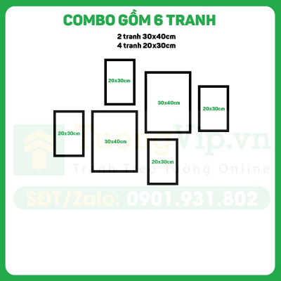 [KHỔ LỚN] SET 6 Tranh Laminate Tráng Gương - Tranh Treo Tường Phong Cách Bắc Âu - Hồng Hạc