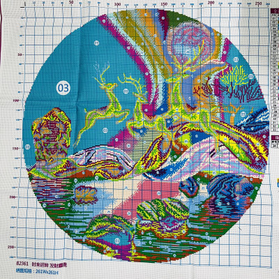 Tranh chữ thập thêu kín Hươu tài lộc 82361, kích thước 75 x 75 cm