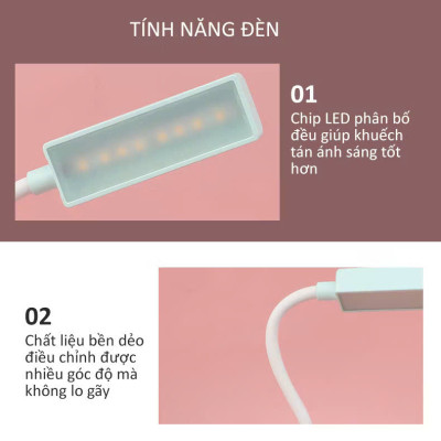 Đèn học để bàn hình ốc sên đáng yêu, đèn học cho bé có ống để bút viết tích điện sạc usb