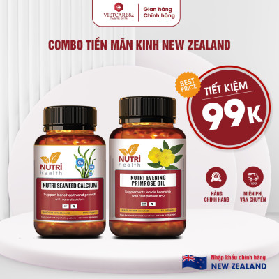 COMBO TIỀN MÃN KINH: Viên Nội Tiết Hyper Evening Primrose Oil 60 Viên+ Canxi Hữu Cơ Nutri Seaweed Calcium 60 Viên