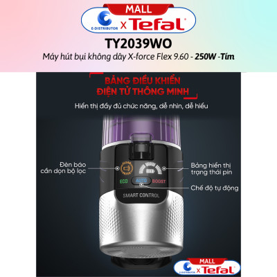 Máy hút bụi không dây X-force Flex 9.60 TY2039WO - Tím - Hàng Chính Hãng - - Công suất: 250W  - Đầu hút: 100AW  - Thời lượng pin: 45 phút