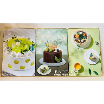 (CÓ ẢNH THẬT) Tranh treo tường bánh kem sinh nhật trang trí tiệm bánh kem tặng kèm đinh 3 chân