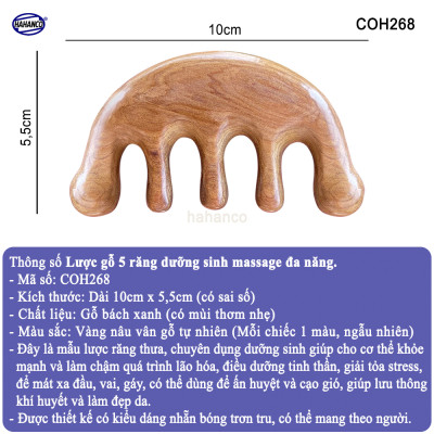 Lược Gỗ Thơm Mát Xa Da Đầu Răng Thưa Thư Giãn Giải Tỏa Áp Lực Độc Đáo - COH268