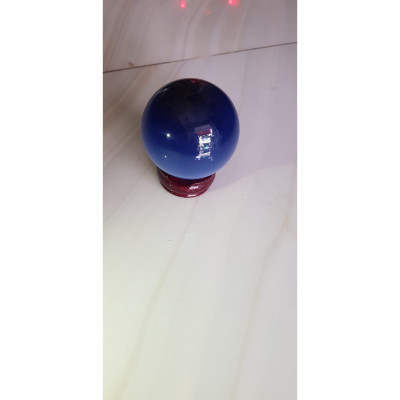 Trái Bi Phong Thủy Đá Mắt Mèo Xanh Dương đậm đẹp cao 10cm x đk 8cm đế gỗ may mắn để bàn làm việc, bàn ở nhà, công ty may mắn tài lộc hợp mệnh Thủy, mệnh Mộc ạ