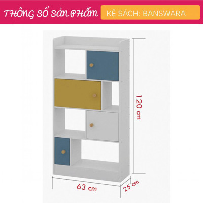 Giá sách gỗ đẹp thiết kế tiện dụng SMLIFE Banswara