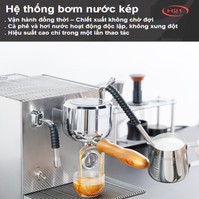 Máy pha cà phê Espresso, Cappuccino, Latte - Dòng chuyên nghiệp. Thương hiệu Mỹ cao cấp HiBREW - H21. HÀNG CHÍNH HÃNG