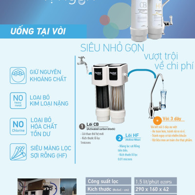 Máy lọc nước uống chính hãng Partek P2265-USF công nghệ màng sợi rỗng và than hoạt tính cao cấp