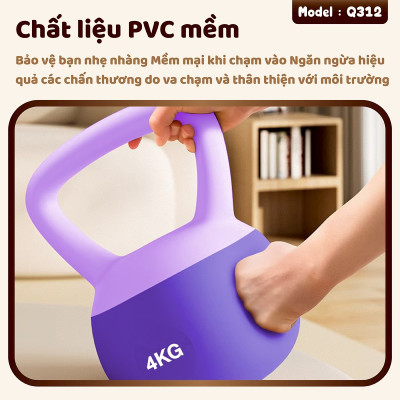 BG Tạ Bình Q312 Cao Su Mềm, chuông Ấm, Tạ Ấm 2kg, 4kg, 5kg, 6kg, 8kg