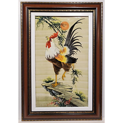 Tranh sứ - Gà Đại Cát -  Kim kê Độc Lập