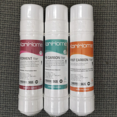 Combo 3 lõi lọc Korihome - lõi Sediment, lõi Pre-Carbon, lõi Post Carbon- hàng chính hãng