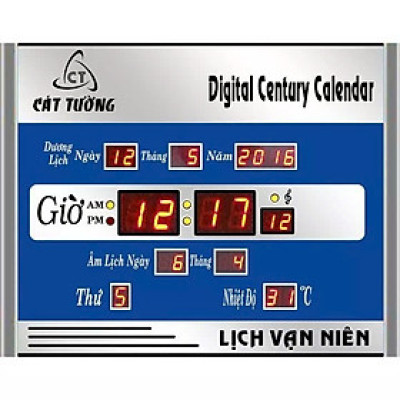 Đồng Hồ LED Treo Tường Kèm Lịch Vạn Niên Cát Tường – Loại Cao Cấp, Siêu Bền, Size Lớn 40x30cm