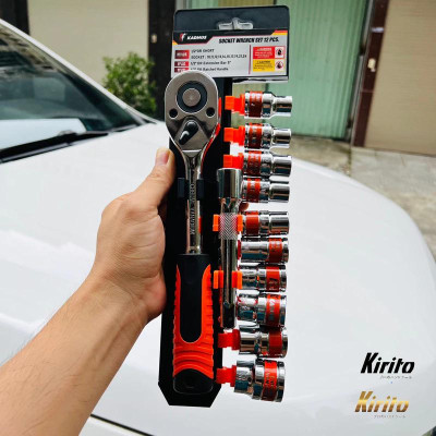 Bộ khẩu 12 món loại lớn 1/2 từ số 10-24mm cao cấp sửa chữa gia đình thương hiệu Kirito và Kamos