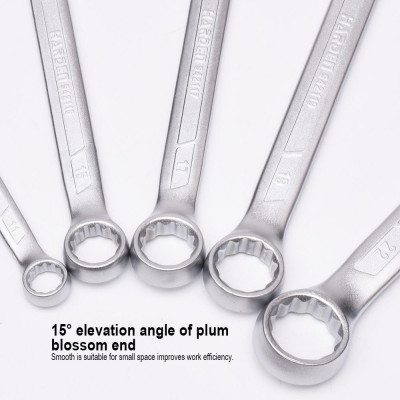 Bộ Cờ Lê 2 Đầu 15 Món – Mạ Chrome Chống Gỉ – Kích Thước 8–32mm – Có Túi Treo