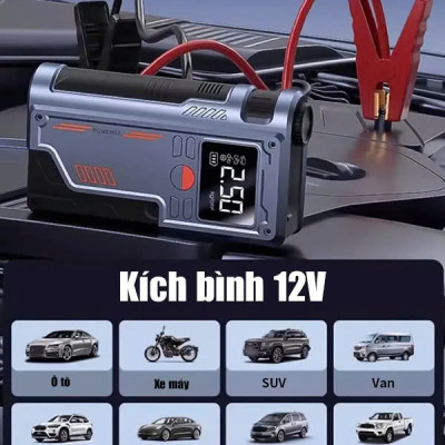 Bộ Kích Bình Ắc Quy 12V 1000A Kiêm Bơm Lốp Xe 150Psi 10000 mAh Dùng Cho Xe 4C Đến 7C