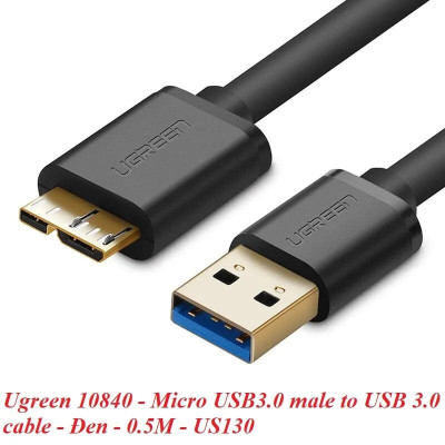 Ugreen UG10840US130TK 0.5M màu Đen Cáp USB 3.0 sang MICRO USB 3.0 cho ổ cứng - HÀNG CHÍNH HÃNG
