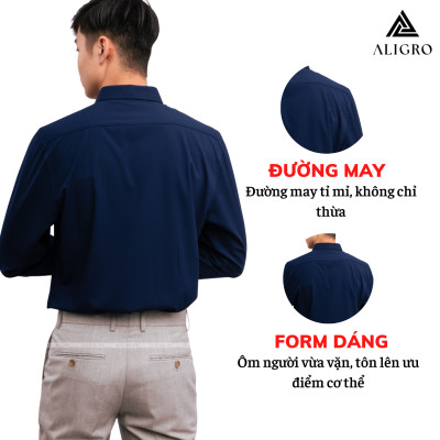 Áo sơ mi dài tay ALIGRO tím than form slimfit  ALGS173