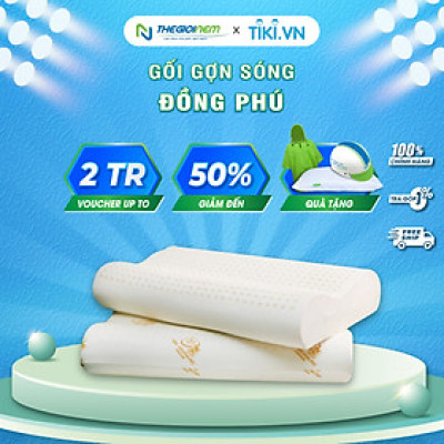 Gối Nằm Cao Su Thiên Nhiên Gợn Sóng Đồng Phú 40x60x11cm