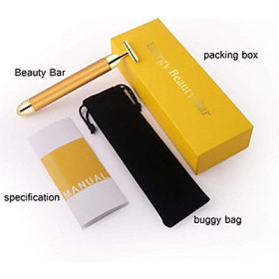 Cây lăn mát xa mặt nâng cơ xi mạ vàng 24K, máy massage mặt giúp giảm nếp nhăn (có hàng sẵn) (Hàng Chính Hãng) B08