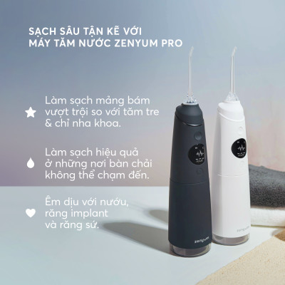 Combo 1 Máy Tăm Nước Zenyum Pro và 1 Bàn Chải Điện ZenyumSonic MỚI 2.0 - Màu sắc Đen/Trắng