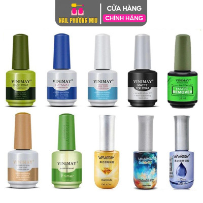 [Loại Rẻ Cho Học Viên] Bộ Vinimay Base Top Cứng Móng Kiềm Dầu, Top Loang Top Lỳ Top Bóng Top Kim Cương, Tạo Độ Bóng Cho Móng Chai 15ml Làm Nail