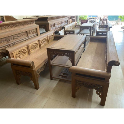 Bàn ghế phòng khách trường kỷ gỗ gụ