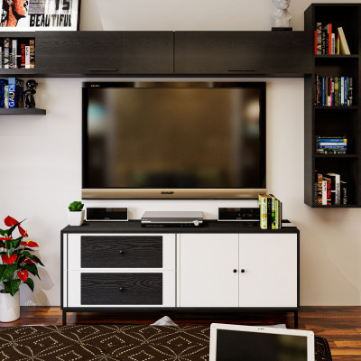 [Happy Home Furniture] TAKO, Kệ TV 2 ngăn kéo - chân sắt , 160cm x 40cm x 65cm ( DxRxC), KTV_036