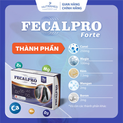 Viên uống Fecalpro Forte hỗ trợ bổ sung Canxi hữu cơ, khoáng chất giúp xương khỏe mạnh (30 viên) - Nutramed