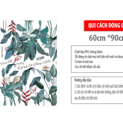 Sticker Giấy Dán Tường Decal Dán tường Mẫu Hoa Lá Cực Xinh ZH020