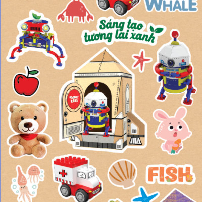 Bộ Đồ Chơi DIY TOONYKIDS Siêu Xe Tái Chế Road Transport Shool Bus TN00324-003 [Tặng Kèm Sticker]