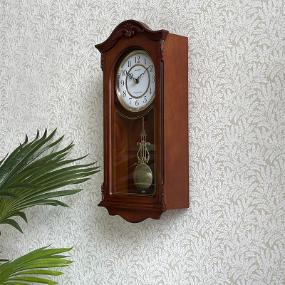 Đồng hồ treo tường RHYTHM WOODEN WALL CLOCKS CHIME CMJ502FR06 ( Kích thước 23.0 x 48.1 x 10.9cm), Vỏ màu nâu