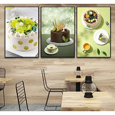 (CÓ ẢNH THẬT) Tranh treo tường bánh kem sinh nhật trang trí tiệm bánh kem tặng kèm đinh 3 chân