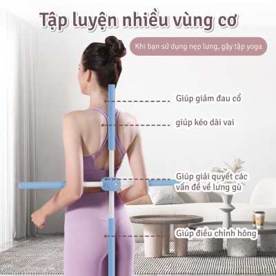 Con Lăn Massage 30x8cm Tập Gym, Yoga,Thể Hình - Gậy tập thẳng lưng, vai, 6015 gậy chống gù lưng, gậy tập yoga gậy chống gù lưng tập yoga bằng thép không gỉ(hàng nhập khẩu)