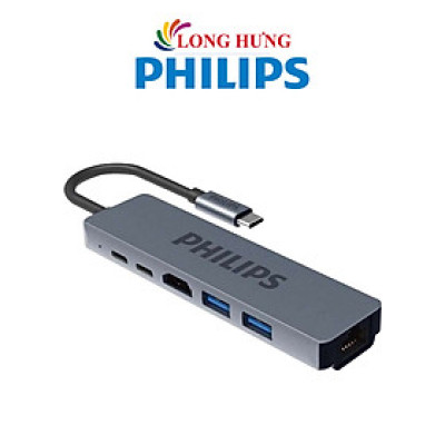 Cổng chuyển đổi Philips 6-in-1 Multifunction Adapter USB-C Hub SWV6116G/59 - Hàng chính hãng