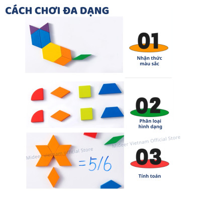 Xếp hình Tangram nam châm đồ chơi giáo dục cho bé Mideer Magnetic Geometry Blocks 250pcs