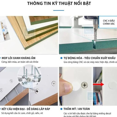 Kệ Sách Treo Tường Chữ Nhật Kết Cấu Giấu Chân Tundo CTKT07-80 KT 80 x 65 x 15cm