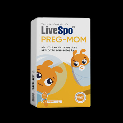 Men vi sinh LiveSpo Pregmom 3 tỷ bào tử lợi khuẩn hỗ trợ giảm táo bón rối loạn tiêu hóa cho trẻ - Hộp 20 ống x 5ml