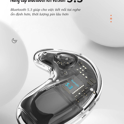 Tai nghe bluetooth nhét tai RiBi X55 - Siêu mỏng - Nằm gọn trong tai - Không gây đau tai - Invisible Wearing - Hàng chính hãng