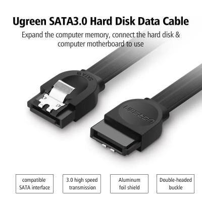 Ugreen UG30797US217TK 0.5M màu Đen Cáp truyền dữ liệu SATA 3.0 đầu gập 90 độ cao cấp - HÀNG CHÍNH HÃNG