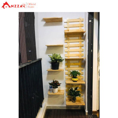 Kệ gỗ treo tường, giá gỗ thông treo tường trang trí ban công, ngoại thất đẹp, treo cây, hoa 160cmx30cm
