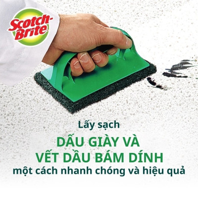 Bàn chải chà sàn (phòng tắm, phòng vệ sinh, ...) 3M Scotch-Brite, siêu sạch, không trầy xước, 8x12x8cm, màu xanh