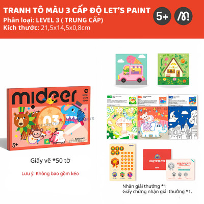 Tranh tô màu, vẽ sáng tạo 3 cấp độ Mideer Brain Gamebook