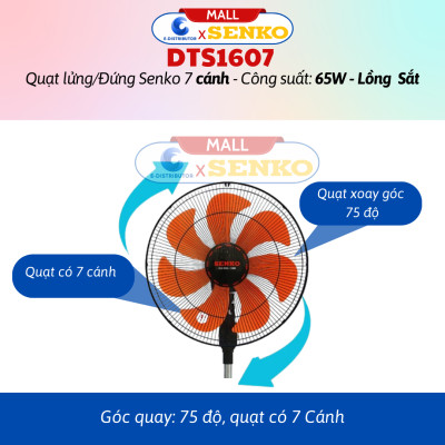 Quạt Đứng Thân Sắt F32 Senko DTS1607 (Công suất 65w) - DTS1609 (Công Suất 60w) - Hàng Chính Hãng - Bảo Hành 24 Tháng