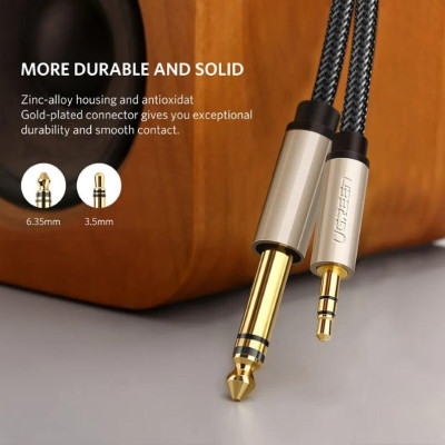 Ugreen UG40803AV127TK 1.5M màu Đen Cáp âm thanh 3.5mm sang 6.5mm cao cấp - HÀNG CHÍNH HÃNG