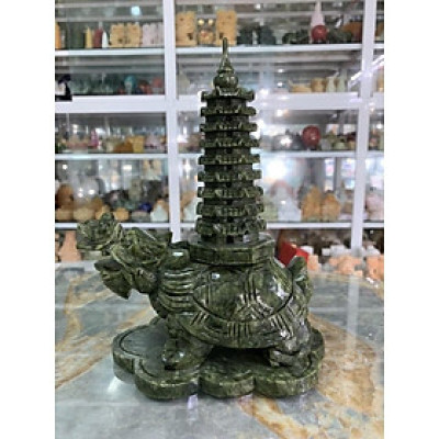 Long Quy - Rùa đầu rồng cõng Tháp Văn Xương | Ngọc Ấn Độ | 23.5cm |
