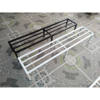 Kệ thép. Dài 100-120 cm. Rộng 20-25-30cm. Cao 10-15-20-25-30cm. 6 chân. 2 nan phụ. Hộp thép 2x2cm ( Hàng Chính Hãng )