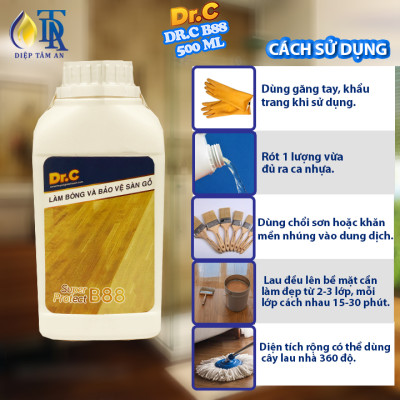Dung Dịch Phủ Bóng Sàn Gỗ,Phủ Bóng Gạch Men,Sàn Gạch Bông,Sàn Đá Marble,Đồ Nội Thất,Chống Trơn Trượt B88 Dr.C 500ml