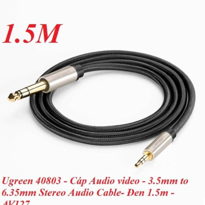 Ugreen UG40803AV127TK 1.5M màu Đen Cáp âm thanh 3.5mm sang 6.5mm cao cấp - HÀNG CHÍNH HÃNG