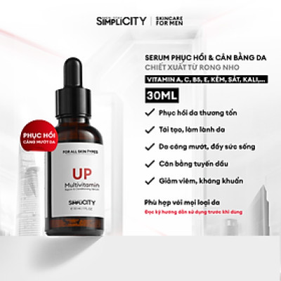 Serum Men Stay Simplicity phục hồi, cân bằng da đa vitamin chiết xuất rong nho cho nam Up Multivitamin Repair & Conditioning 30ml