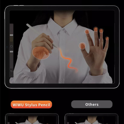 Bút Cảm Ứng Wiwu Pencil W Dành Cho iPad Pro và các dòng iPad / iPad Mini Có Sạc Không Dây Từ Tính, Có Chỉ Báo Pin Trên Thân Bút  hỗ trợ viết vẽ nghiêng hơn 60 độ, chống tì tay, trang bị nam châm hít vào iPad - Hàng Chính Hãng